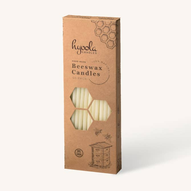 White Beeswax Candles - Long - 50 Pack