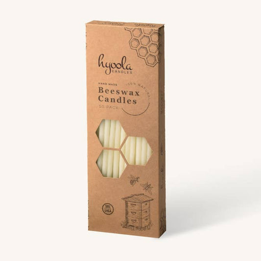 White Beeswax Candles - Long - 50 Pack