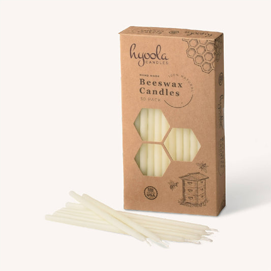 White Beeswax Candles - Medium - 50 Pack
