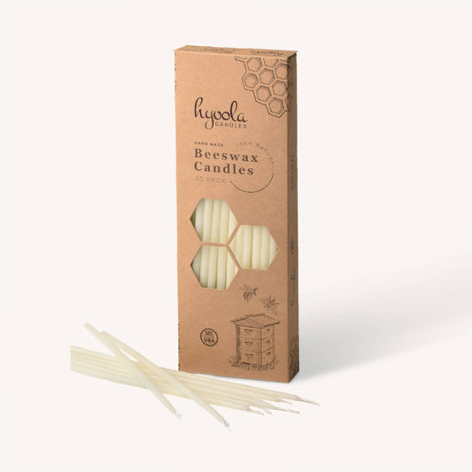 White Beeswax Candles - Long - 50 Pack