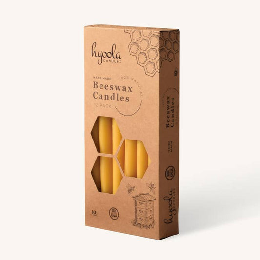 Yellow Beeswax Candles- 10 Hours - 12 Pack