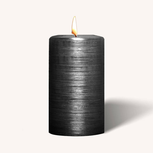 Brushed Metallic Pillar Candles - Black - 2.7" x 5" - 6 Pack