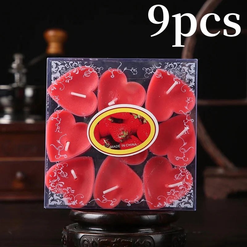 9pcs Heart-Shaped Scented Tea Candles – Romantic Décor for Valentine's Day, Weddings, and Anniversaries