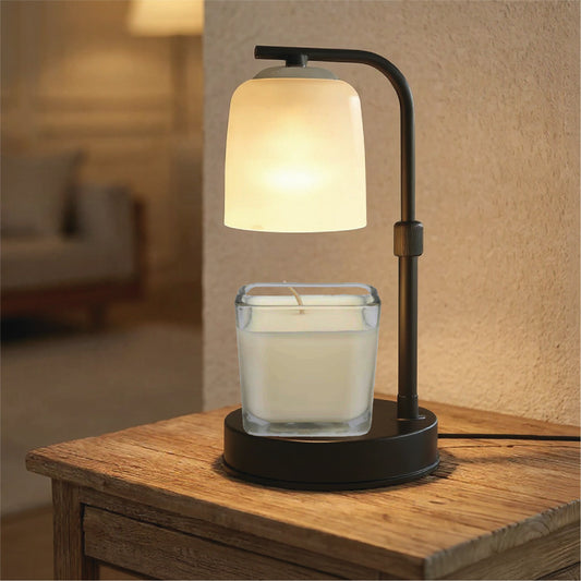 Black Metal Base with Frosted Glass - Candle Warmer Lamp