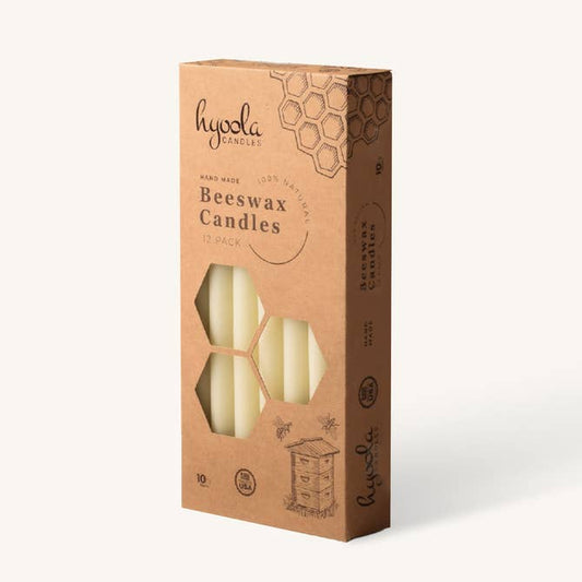 White Beeswax Candles- 10 Hours - 12 Pack