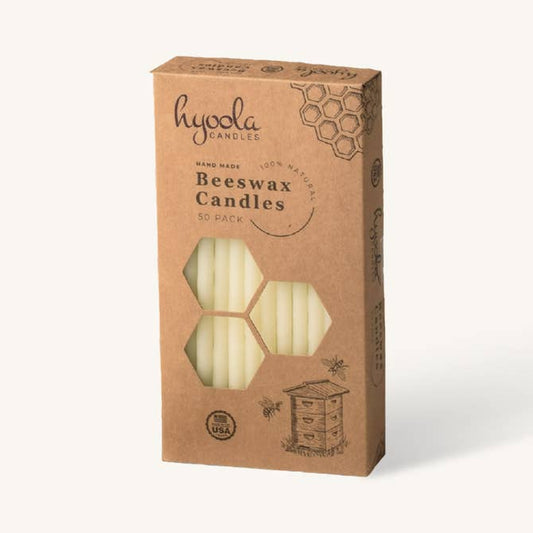 White Beeswax Candles - Medium - 50 Pack