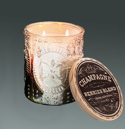Champagne & Berries Scented Candle | Silver Mercury Glass