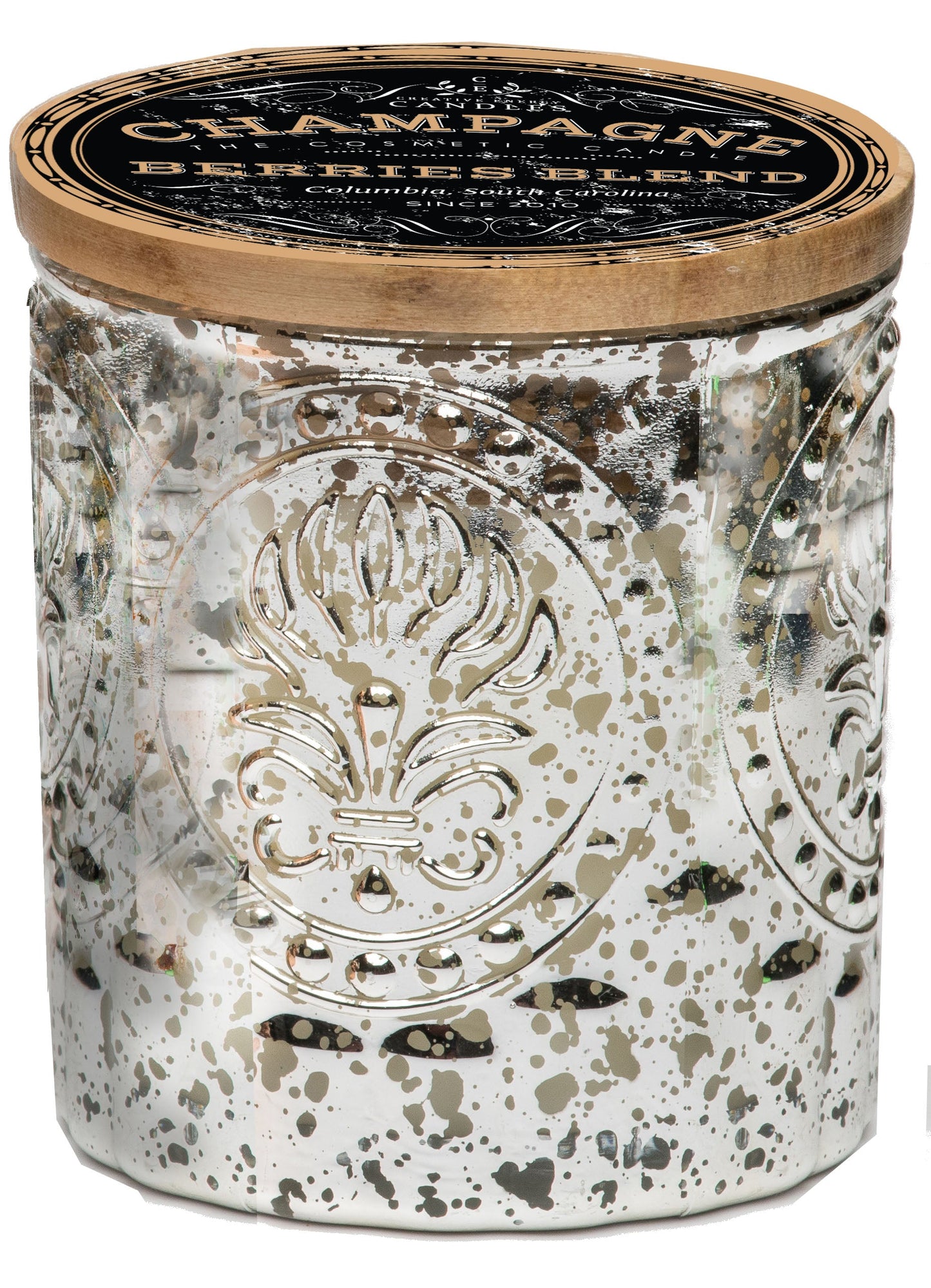 Champagne & Berries Scented Candle | Silver Mercury Glass