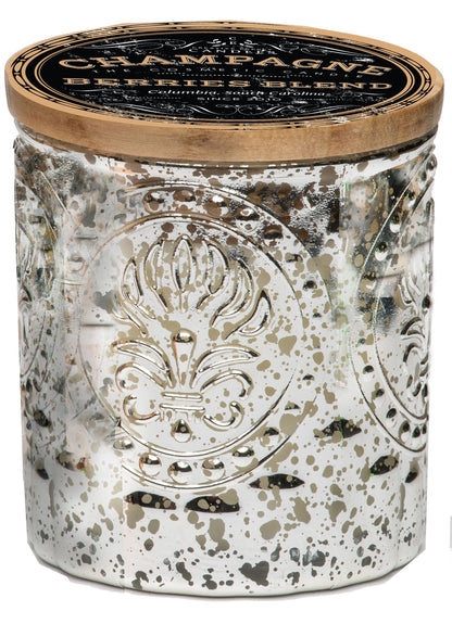 Champagne & Berries Scented Candle | Silver Mercury Glass